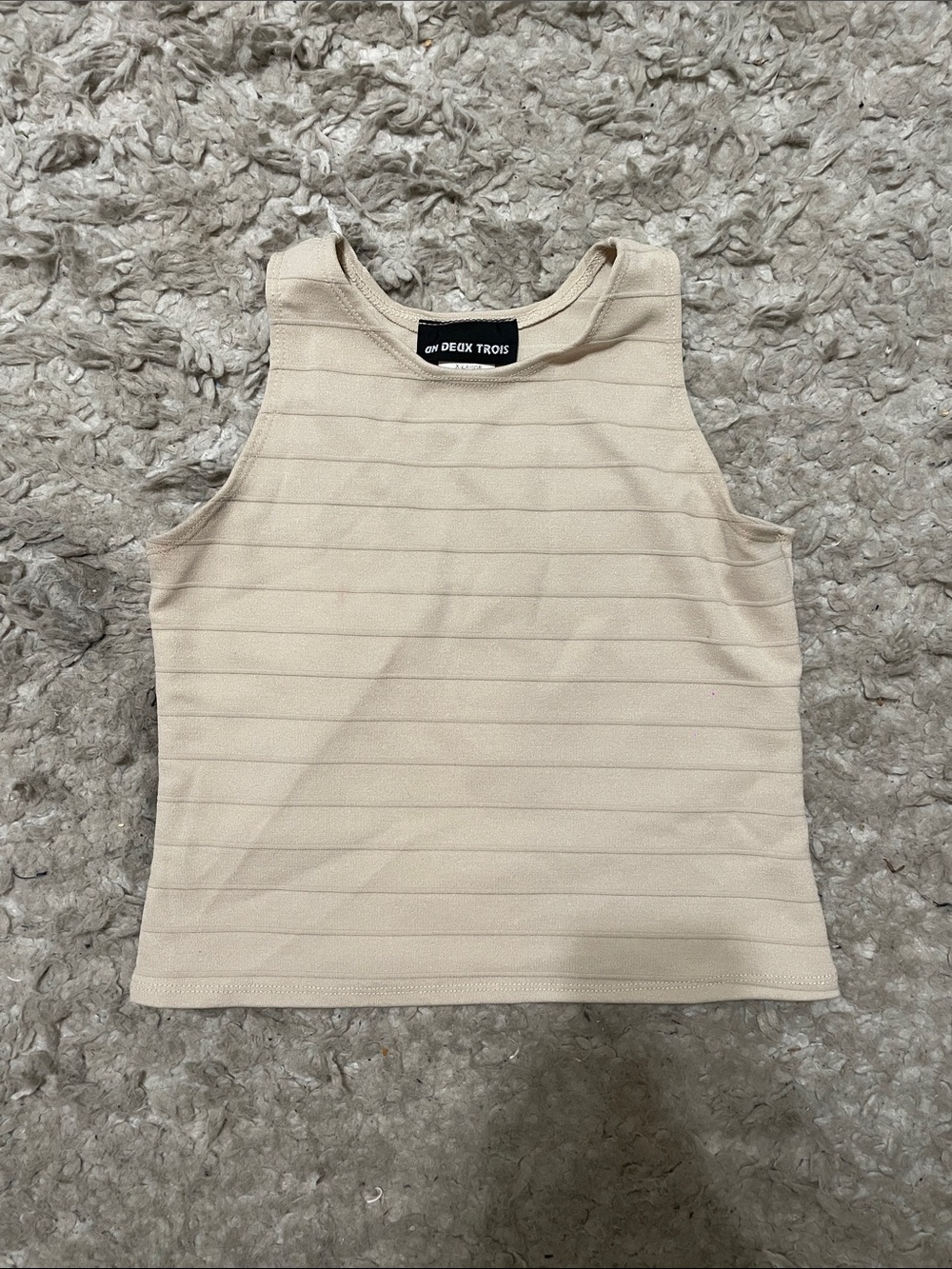 Un Deux Trois Women's Beige Ribbed Tank